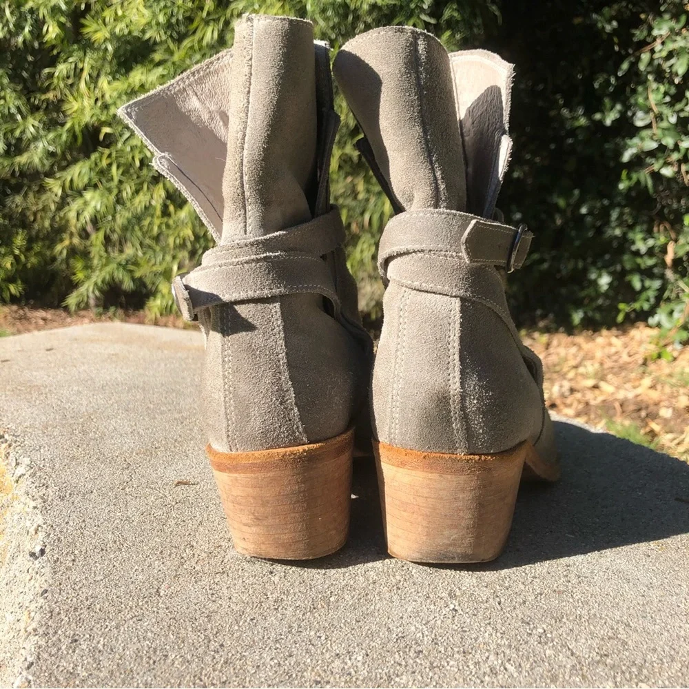 All Saints Grey Suede Heeled Booties